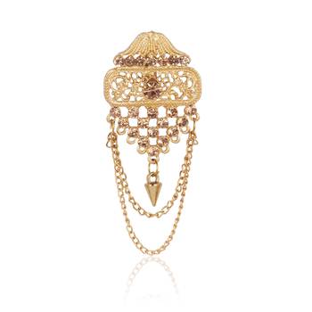   groom sherwani necklace layered Moti mala for wedding | groom mala with brooch set 3