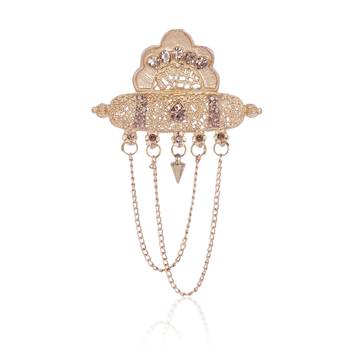   groom sherwani necklace layered Moti mala for wedding | groom mala with brooch set 3