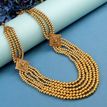   groom sherwani necklace layered Moti mala for wedding | groom mala with brooch set 1