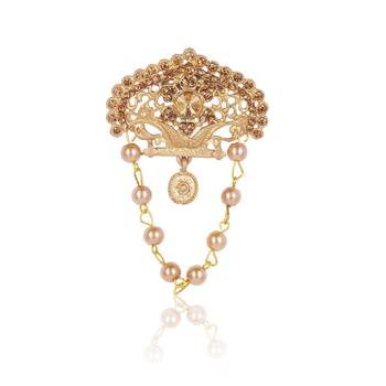   groom sherwani necklace layered Moti mala for wedding | groom mala with brooch set 3