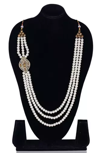   pearl beads dulha groom sherwani mala for   for wedding | layered mala | perfect for groom