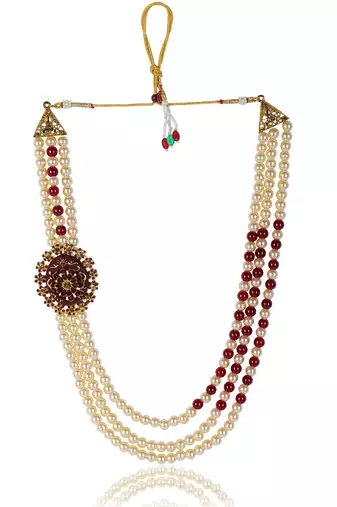   pearl beads dulha groom sherwani mala for   for wedding | layered mala | perfect for groom