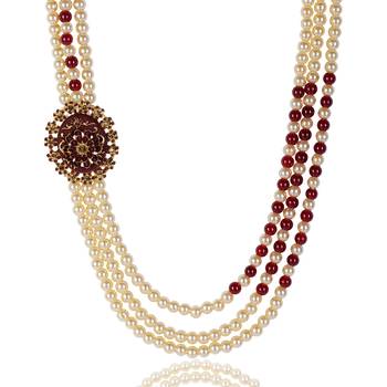   pearl beads dulha groom sherwani mala for   for wedding | layered mala | perfect for groom 3