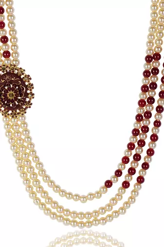   pearl beads dulha groom sherwani mala for   for wedding | layered mala | perfect for groom