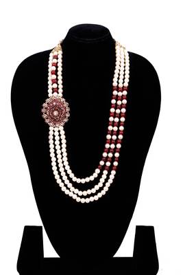   pearl beads dulha groom sherwani mala for   for wedding | layered mala | perfect for groom 4