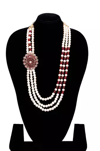   pearl beads dulha groom sherwani mala for   for wedding | layered mala | perfect for groom