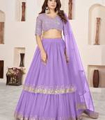 Gorgeous Lavender Sequins Georgette Wedding Lehenga Choli With Dupatta