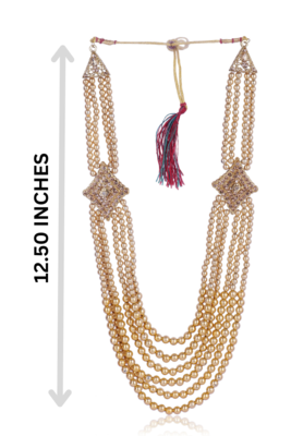   groom sherwani necklace layered Moti mala for wedding | groom mala with brooch set 5