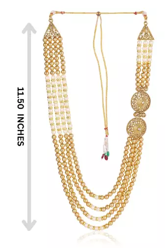  groom sherwani necklace layered Moti mala for wedding | groom mala with brooch set