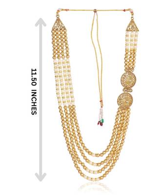   groom sherwani necklace layered Moti mala for wedding | groom mala with brooch set	 5
