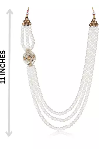   pearl beads dulha groom sherwani mala for   for wedding | layered mala | perfect for groom