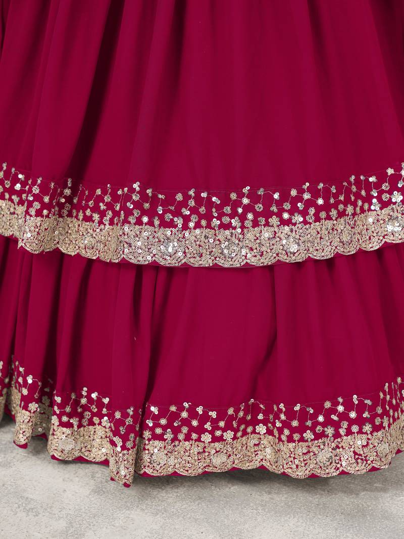 Lovely Pink Sequins Georgette Designer Lehenga Choli With Dupatta