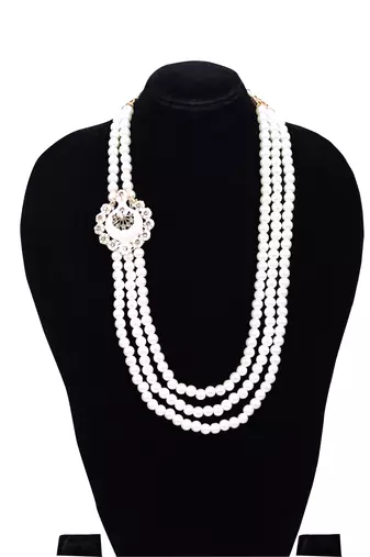   pearl beads dulha groom sherwani mala for   for wedding | layered mala | perfect for groom