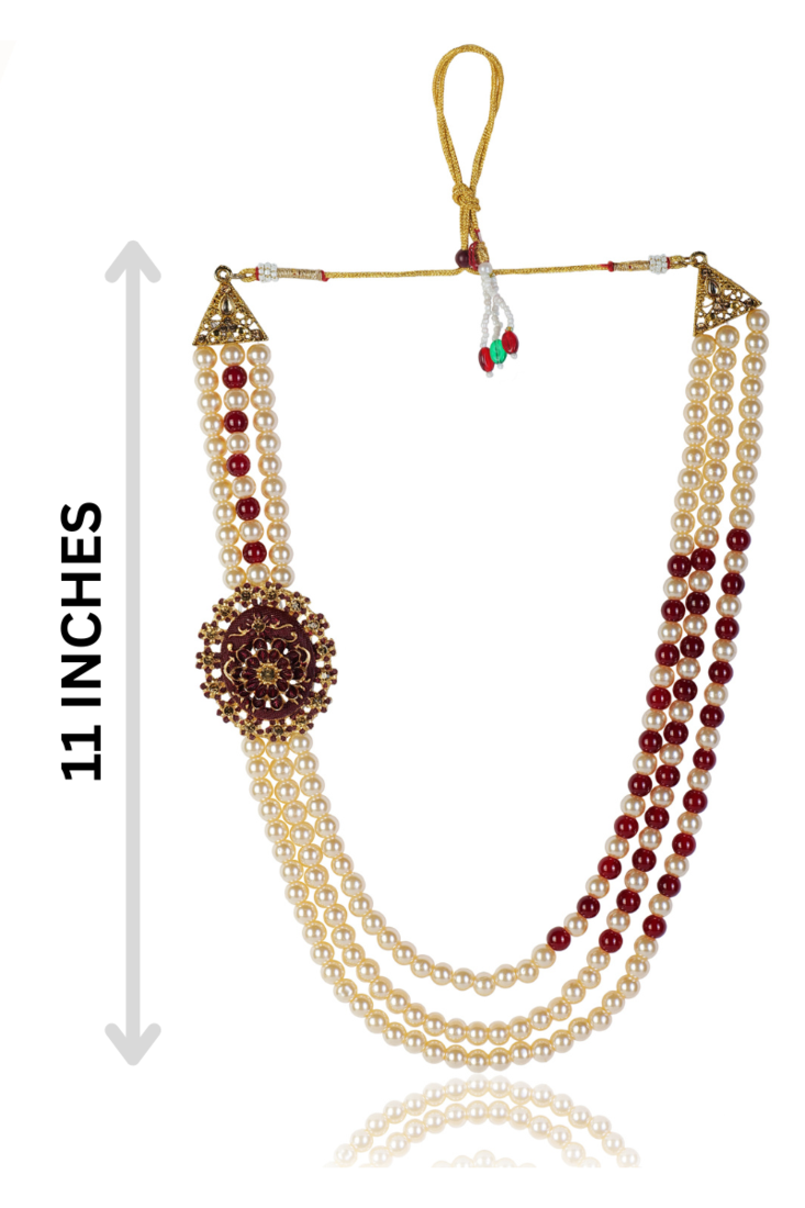   pearl beads dulha groom sherwani mala for   for wedding | layered mala | perfect for groom