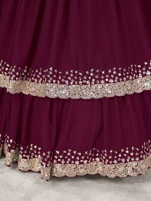purple sequins georgette lehenga set choli with dupatta 7