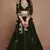 DarkGreen Sequined Embroidered work Faux Georgette Fabric Flared Lehenga Choli with Dupatta.
