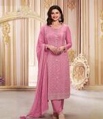 Pink Silk Straight Salwar Suit