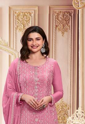 Pink Silk Straight Salwar Suit 2