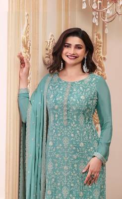 Sky embroidered chinon silk blend stitched salwar suit 2