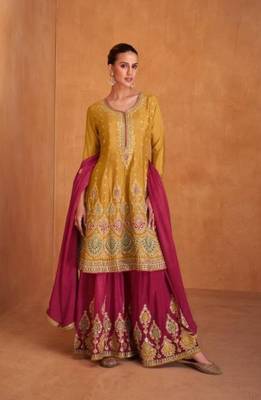 Mustard embroidered premium salwar suit 1