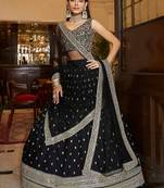 Dazzling Black Sequence Embroidered Net Lehenga Choli