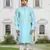 Sky blue art silk solid kurta churidar for men's indian traditional ethnic wear