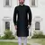 Navy blue art silk solid kurta pyjamas for men's indian traditional ethnic wear