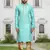 Sea green art silk embroidered kurta churidar for men's indian traditional ethnic wear