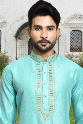 Lemon art silk solid kurta dhoti pants for men's indian traditional ethnic wear 4