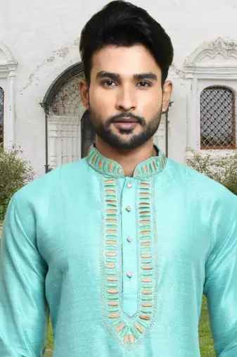 Lemon art silk solid kurta dhoti pants for men's indian traditional ethnic wear