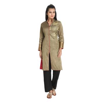 Khaki Jacket style Kurta 1