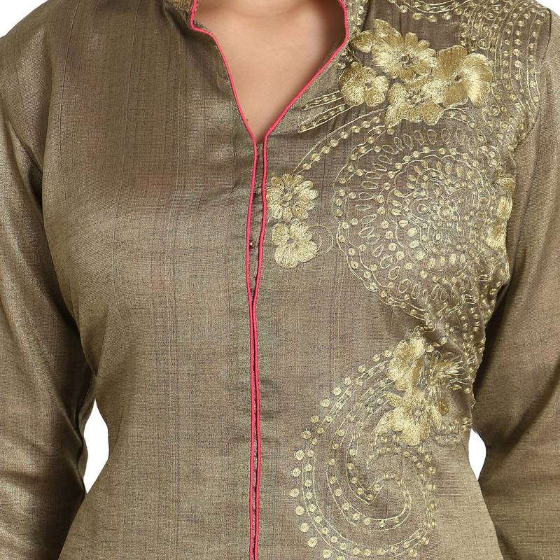 Khaki Jacket style Kurta
