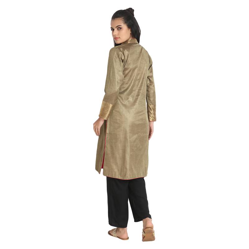 Khaki Jacket style Kurta