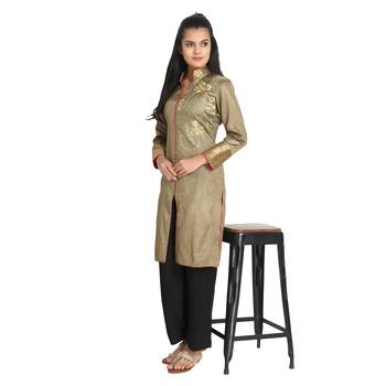 Khaki Jacket style Kurta 4
