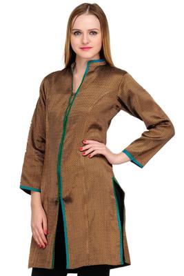 Black Brocade Jacket Style Kurta 4