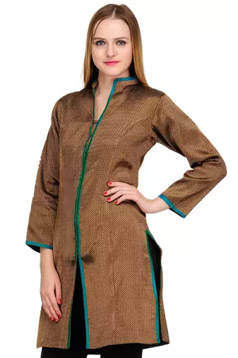 Black Brocade Jacket Style Kurta