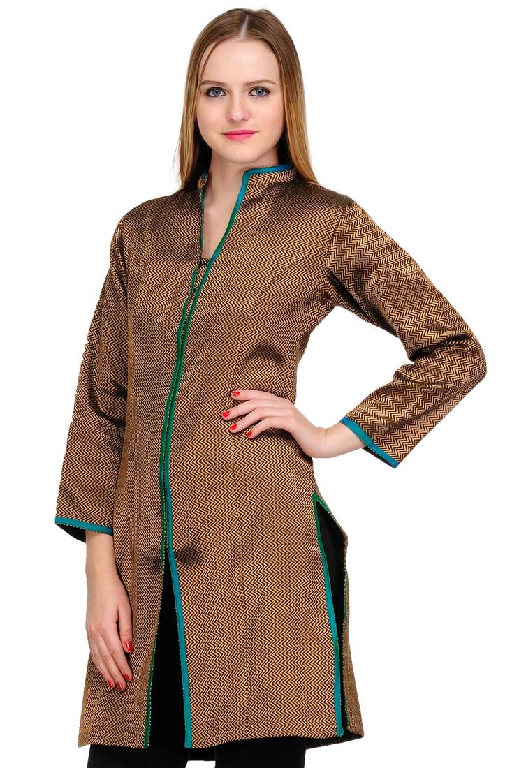 Black Brocade Jacket Style Kurta