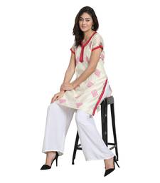 Ivory Cotton Silk Block Print Kurta