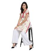 Ivory Cotton Silk Block Print Kurta