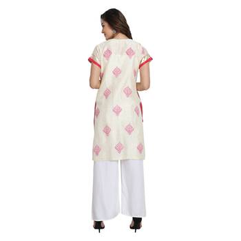 Ivory Cotton Silk Block Print Kurta 4