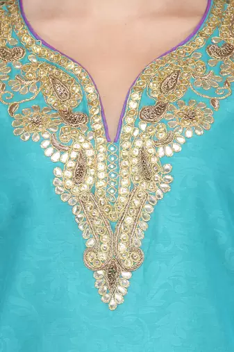 Blue Gota Embroidery Kurta
