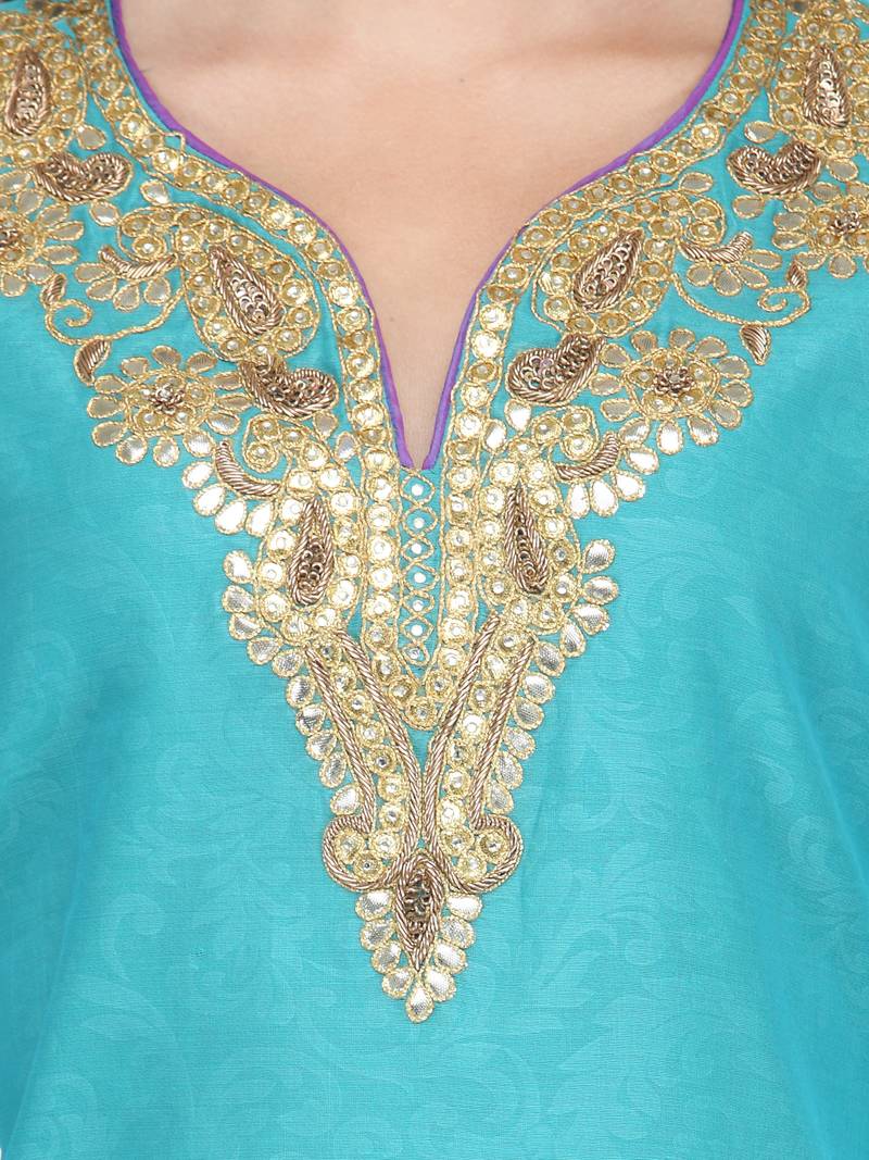 Blue Gota Embroidery Kurta