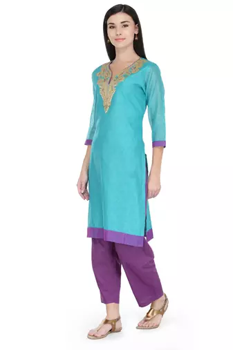 Blue Gota Embroidery Kurta