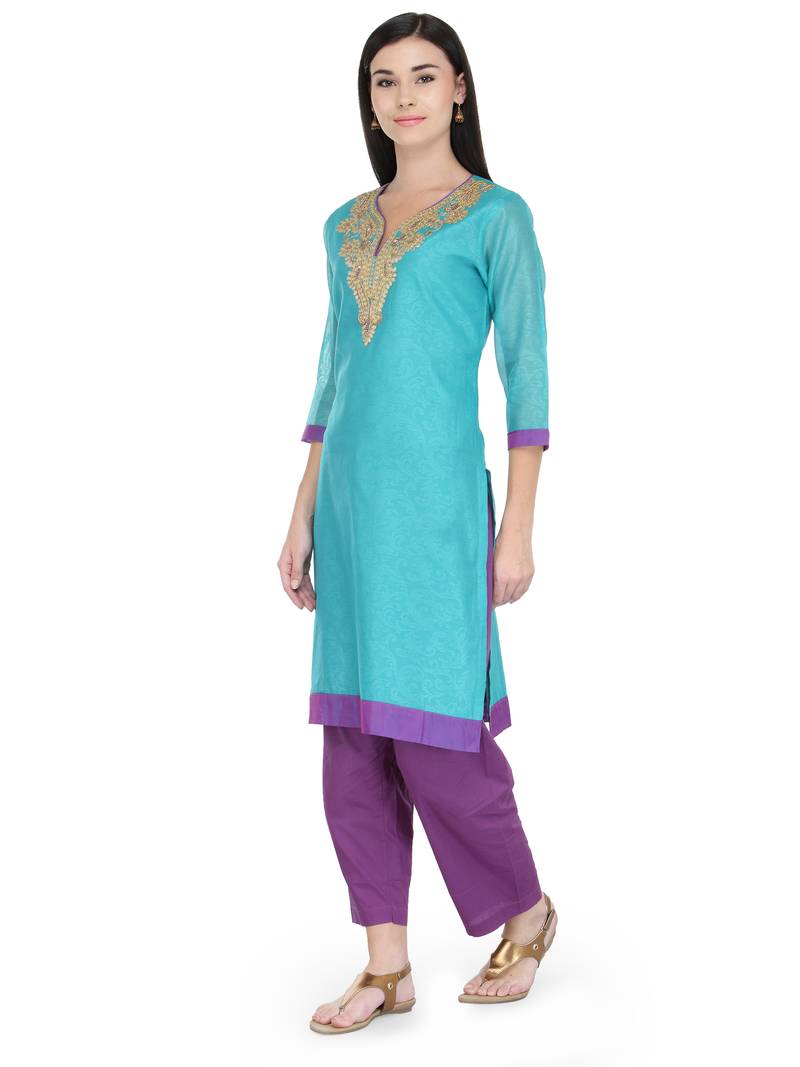 Blue Gota Embroidery Kurta