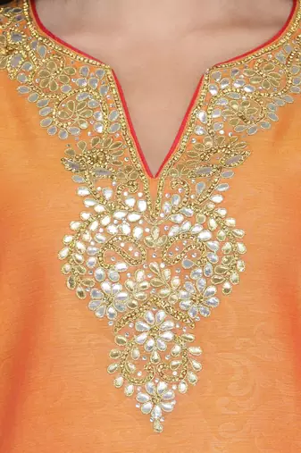 Orange Gota Embroidery Kurta