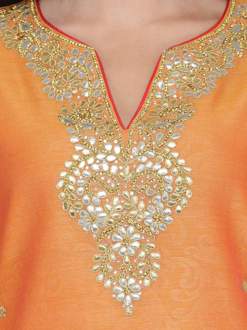 Orange Gota Embroidery Kurta