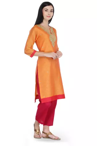 Orange Gota Embroidery Kurta