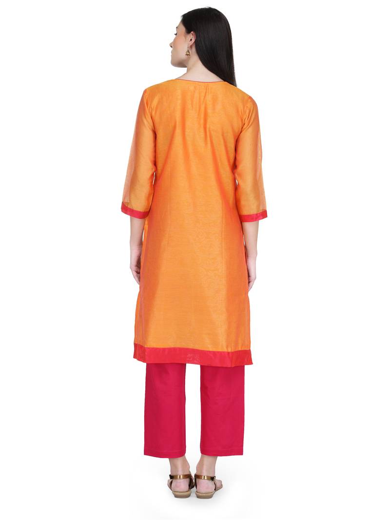 Orange Gota Embroidery Kurta