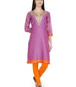Purple Gota Embroidery Kurta