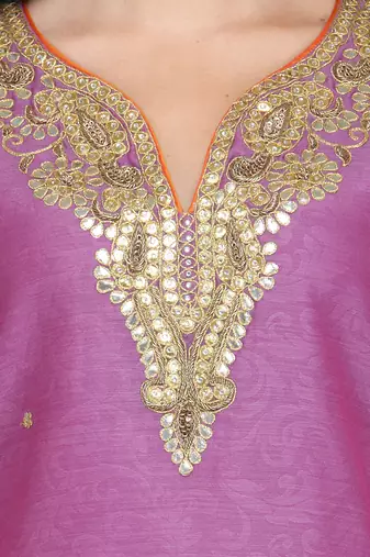 Purple Gota Embroidery Kurta
